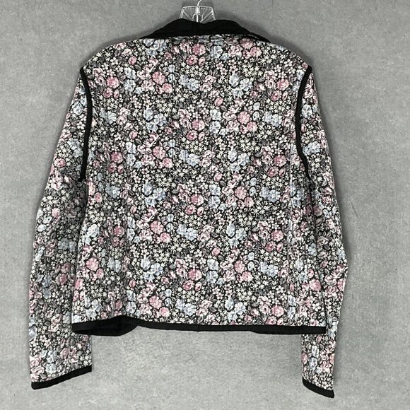 Quilted Jacket Womens Sz L/XL? Dark Floral Lightweight‎ Cropped Cottagecore - Picture 2 of 10